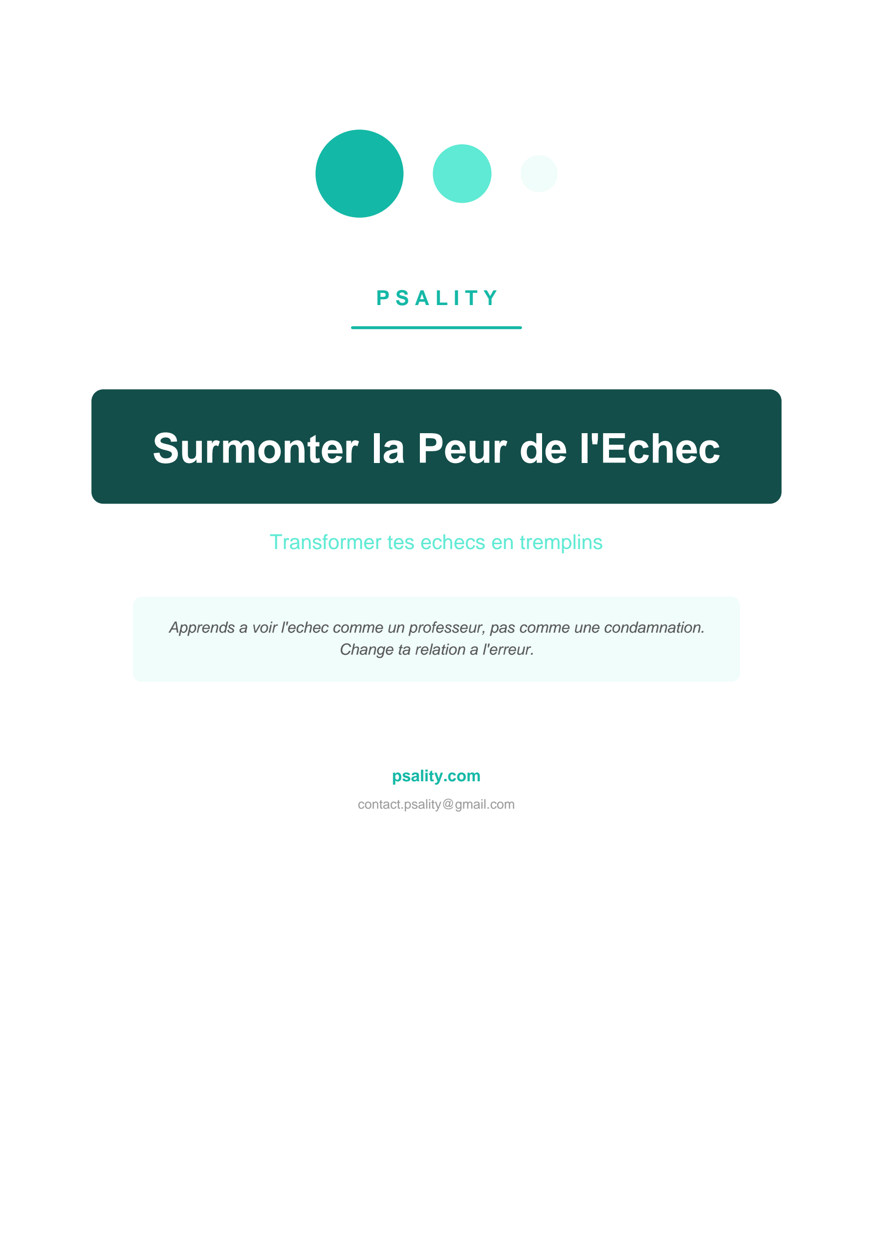 Surmonter la Peur de l'Échec