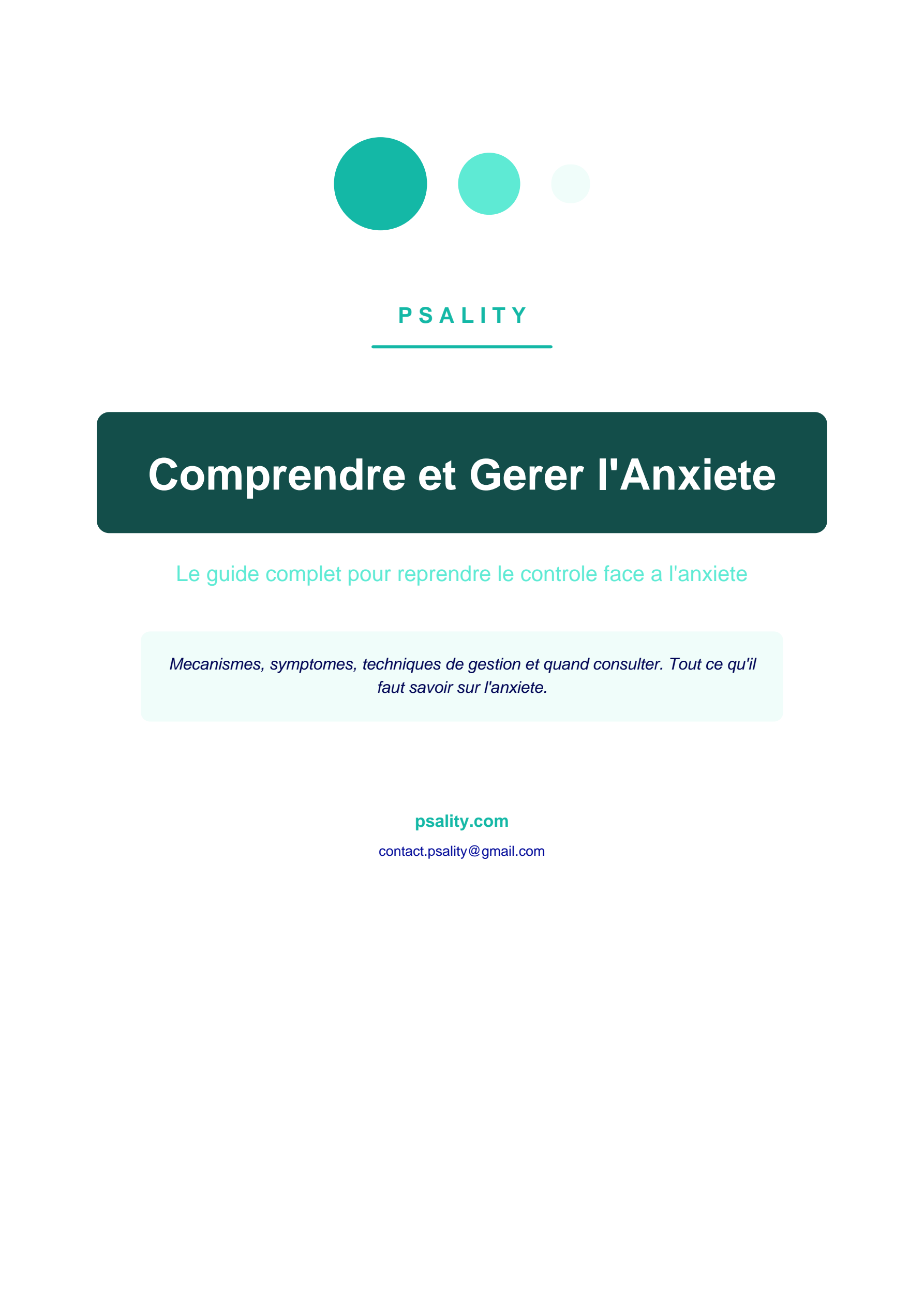 Comprendre et Gérer l'Anxiété