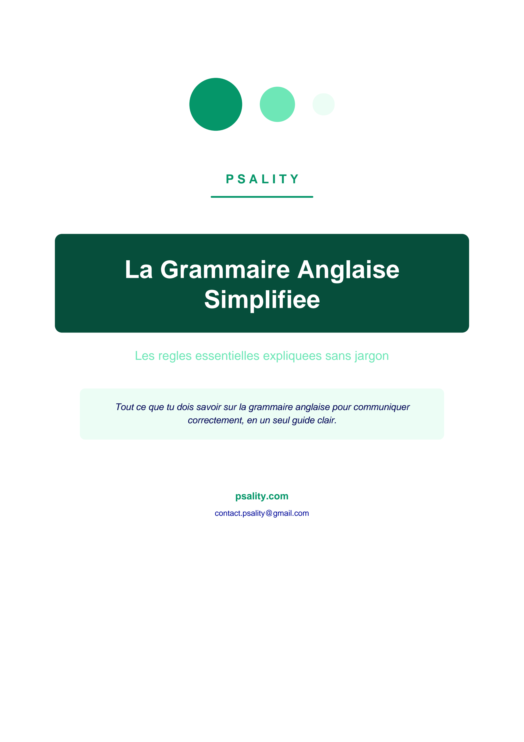 La Grammaire Anglaise Simplifiée